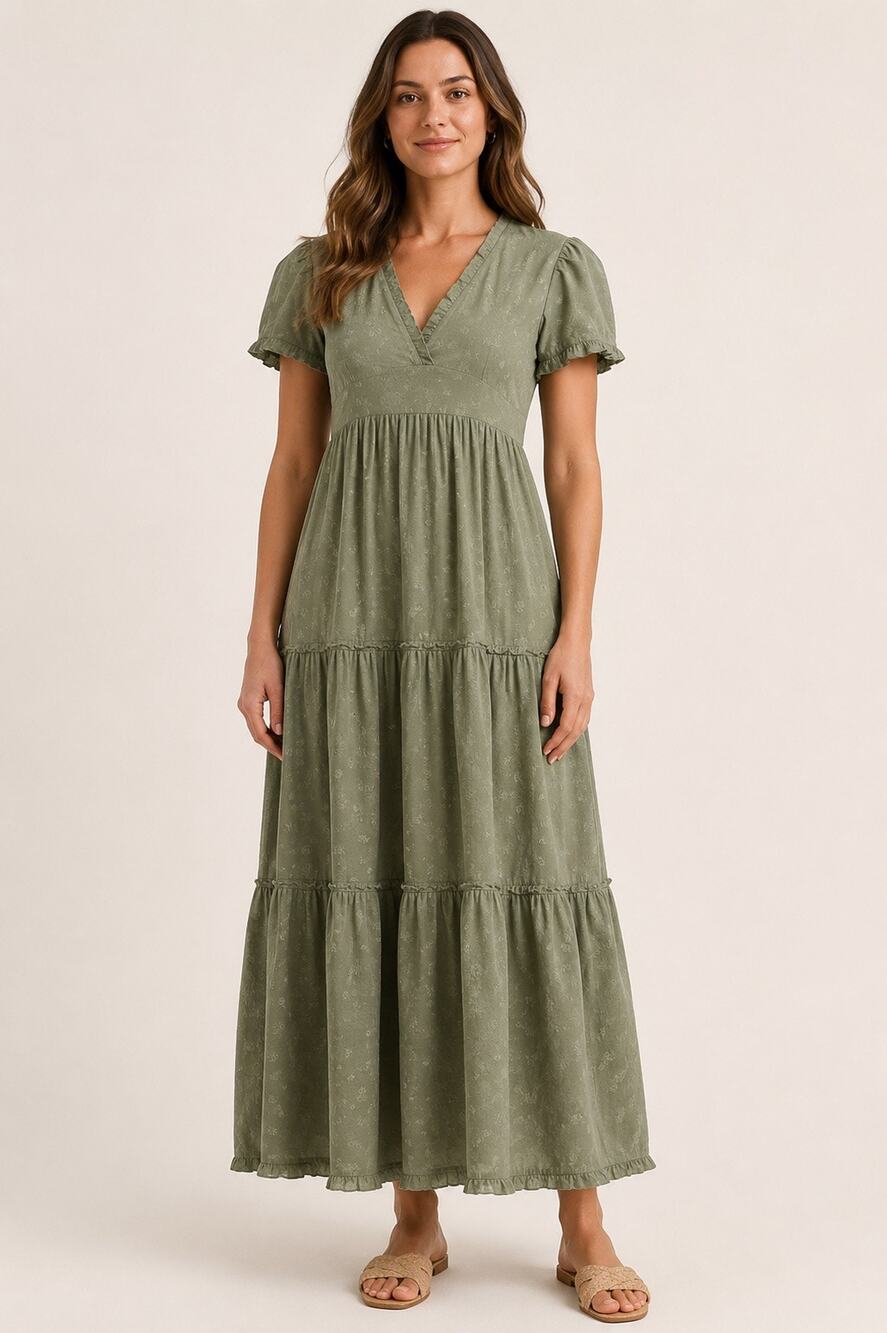 Hampton House Coco Dress in Mountain Blooms Green – Size XS